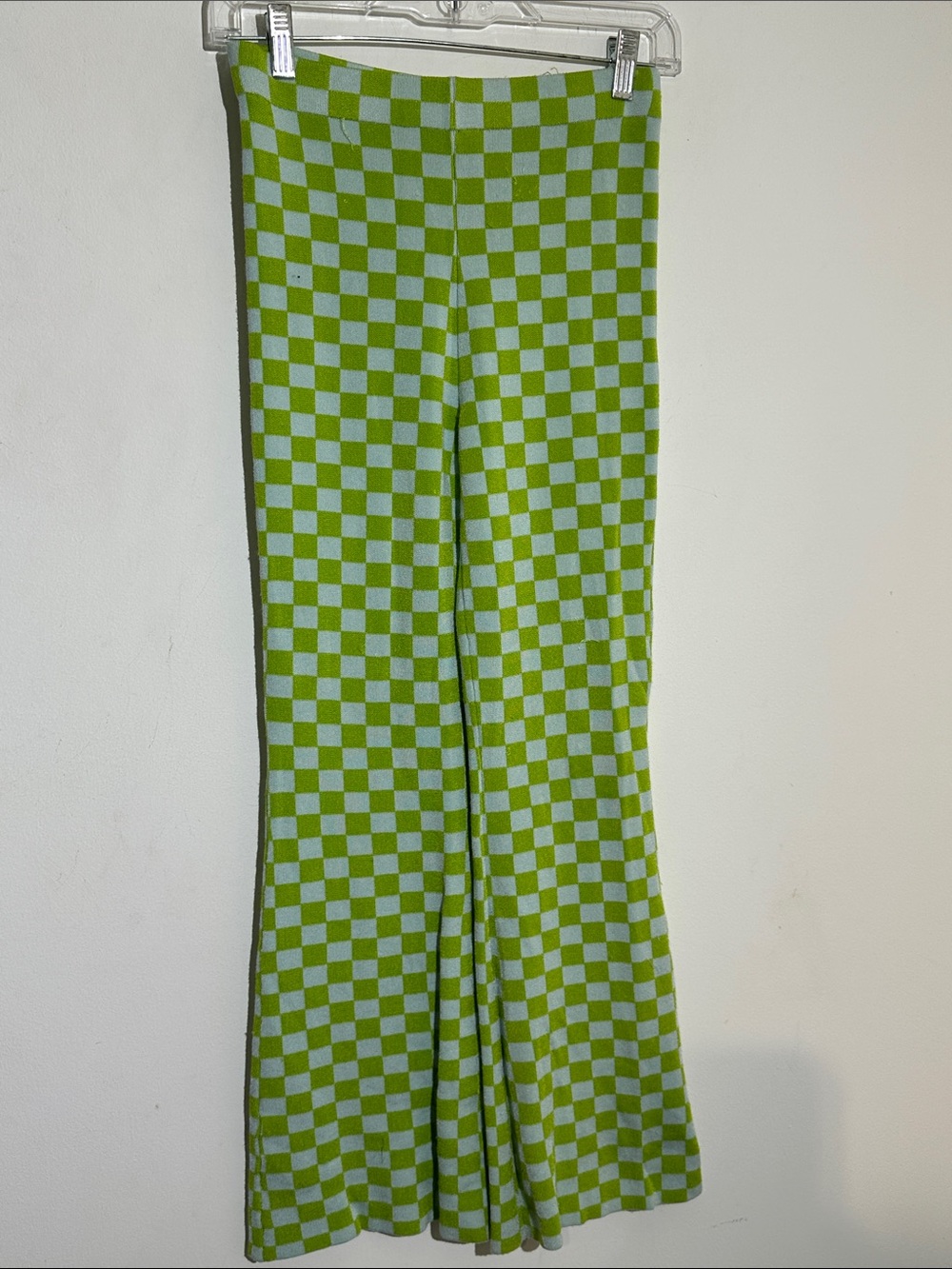 Urban Outfitters Lime & Light Green Checker Flare Leggings